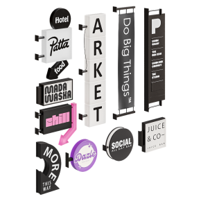 A set of 10 exterior cantilever signs.